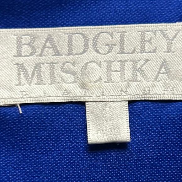 Badgley Mischka Royal Blue Sunset Skies Julia Crepe Dress Flutter Sleeves, Sz. 6 - Picture 4 of 7